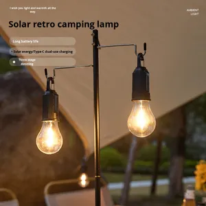 Solar Rechargeable IP65 Waterproof Camping Light Portable Ambient Light Multifunctional Tent <b>Tungsten</b> Filament Camping Light - Product Image 3