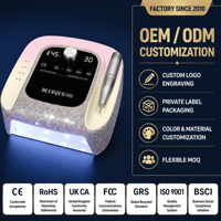 Perceuse à ongles sans balais 45000 tr/min avec contrôle de vitesse progressif, marche avant/arrière, OEM ODM, logo personnalisé, CE RoHS FCC, équipement de salon