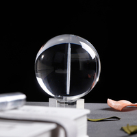 Décoration de bureau Presse-papiers Boule photo en verre Cadeau commémoratif pour bébé Boule de cristal gravée au laser 3D avec base