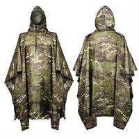Camping en plein air jungle Chasse 3 en 1 Tactique Camouflage Bionic Imperméable Poncho Sac À Dos Housse De Pluie Tente Tapis Auvent
