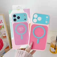 Coque de téléphone antichoc magnétique bicolore pour iPhone 18 Pro Max 17 16 15 14 13 – Housse de protection