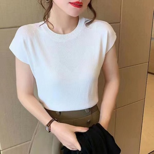 Camiseta sin mangas de punto acanalado elástico sin costuras para mujer, estilo urbano, casual, color liso, venta al por mayor 2024 - Product Image 5