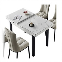 Ensemble table et chaises de salle à manger en bois massif extensible avec plateau en marbre, design moderne et minimaliste, pliable, pour petites maisons, table de salle à manger de luxe léger