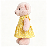 Ours en peluche doux et adorable, jouet animal en peluche, poupée compagnon avec tenue robe fleurie jaune
