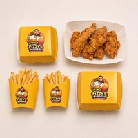Caja de Embalaje Personalizada con Logotipo para Comida para Llevar, de Papel de Grado Alimenticio, para Restaurante de Comida Rápida, para Hot Dogs, Pollo Frito y Hamburguesas