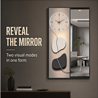 Horloge murale abstraite en miroir, panneau noir beige, art géométrique pour entrée, salon, hôtel, design d'intérieur moderne