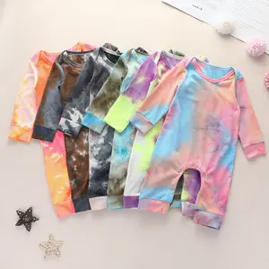 Fall Children Clothes Long Sleeve Baby Romper Tie Dye Ribbed Cotton Baby Rompers for Boy Girls