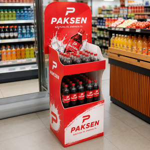 Multifruit Soft Drinks Freestanding Paper Corrugated Display, Tool-Free Assembly Cardboard <b>Stand</b> For Supermarket Retail Zones - Product Image 2