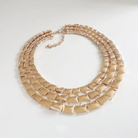 Collier ras du cou géométrique superposé doré pour femme, collier épais en alliage, bijoux de mode en gros