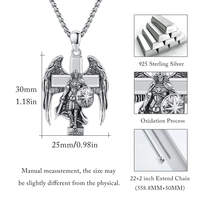 Bijoux fins pour femmes hommes 925 argent Sterling oxydé archange Saint Michael croix pendentif collier