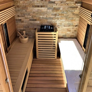 Bán Buôn Thiết Kế Hiện Đại Ngoài Trời 4 Người Hồng Ngoại Màu Đỏ Tuyết Tùng Hemlock Rắn Khô Phòng Tắm Hơi Tempered Glass Cửa Máy Tính Điều Khiển - Product Image 6