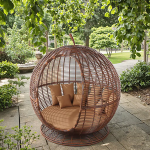 Camastro Redondo Moderno <span class=keywords><strong>de</strong></span> Ratán Impermeable Estilo Italiano Miami Bamboo <span class=keywords><strong>para</strong></span> Exteriores con Toldo <span class=keywords><strong>para</strong></span> Hotel - Product Image 5