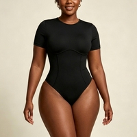 Body sculptant pour femme en nylon antibactérien, T-shirt amincissant à manches courtes, effet seconde peau, pour Pilates et Yoga