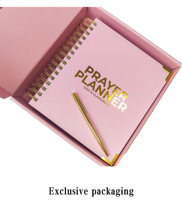 Ensemble de papeterie personnalisé pour planificateur de prières quotidiennes, rose avec dorure à chaud, carnet à spirale couverture rigide, cadeaux chrétiens avec coffret cadeau de luxe