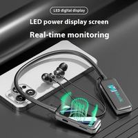 Écouteurs sportifs sans fil intra-auriculaires à autonomie ultra-longue 200-500 mAh avec contrôle du volume, affichage numérique LED JL, fixation tour de cou, étanchéité IPX-6