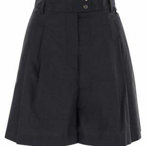 Bermuda da <span class=keywords><strong>Donna</strong></span> in Misto <span class=keywords><strong>Lino</strong></span> con Pieghe Cucite Frontali, Cintura con Passanti in Vita, Chiusura con Zip Frontale e Tasche con Gancio - Product Image 6