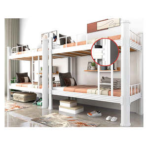 Высококачественные современные двухъярусные кровати из стали для студенческих общежитий с тумбой для обуви, для школ, квартир и арендного жилья - Product Image 3