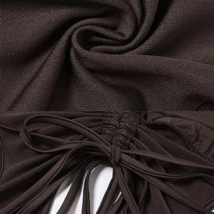 Top Sexy para Mujer, Elástico, de Manga Larga, Cuello en V, Halter, Fruncido, Sólido, 2 Piezas, Tops Cortos para Mujer - Product Image 6