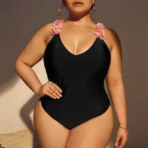 2024 Nieuwe Mode Plus Size Dames Badpak En Strandkleding Eendelig Effen Kleur Sexy Comfortabele Bikini 'S