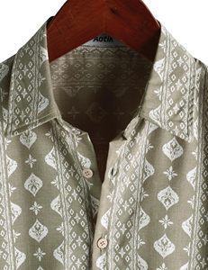 Camisa de playa 100% poliéster estampada con cordón, ajuste holgado, manga murciélago, para vacaciones en resort, talla grande, top casual para hombre, al por mayor - Product Image 4