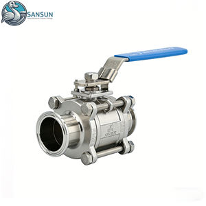 Válvula de Bola de Tres Piezas con Abrazadera de Acero Inoxidable Higiénica Manual, AISI 304 316L, para Soluciones de Refrigeración Líquida en Centros de Datos - Product Image 1