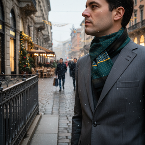Milano Exclusive <b>Men's</b> <b>Black</b> Jacquard Long Wool <b>Scarf</b> for Winter - Product Image 3