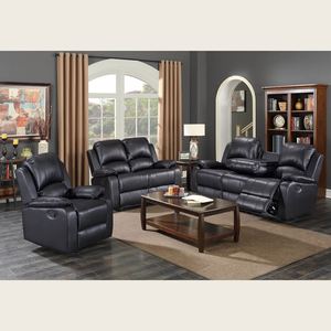 Sofá Reclinable Manual de 3 Plazas de Estilo Moderno, Sofá de Cuero para Sala de Estar, Sofá Clásico Árabe Reclinable de Tela - Product Image 4