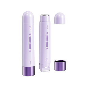 Depiladora eléctrica de doble cabezal, color morado, recargable por USB, para afeitar mejillas, brazos y axilas. - Product Image 2