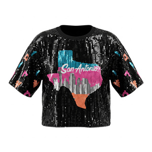 San Antonio Spurss New Arrived <strong>Sequins</strong> Tops Hot Selling Bling shirt Popular Playoff Cheer Gameday Sparking Shirt Vest <strong>Jacket</strong> - Product Image 3