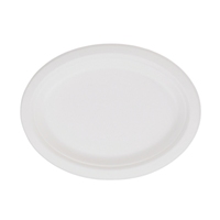 Personnaliser Logo Imprimé Couleur Naturel Réutilisable Écologique Bagasse À Emporter Assiettes Jetables Bagasse Assiettes Ovales