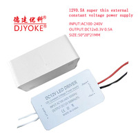 Alimentation électrique à tension constante AC-DC ultra-mince 12V 500mA, entrée 220V/240V, pour maison intelligente, LED, efficacité 86%, 50/60Hz