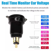 Cargador de Aluminio con Enchufe DIN a USB C y Voltímetro USB QC3.0, Adaptador DIN para Motocicleta de 12V-24V para Ducati, para Auto y RV