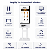 Kiosque de commande en libre-service pour restaurant de restauration rapide avec lecteur de codes-barres, solution de terminal de paiement POS/QR compatible SDK