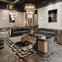 Canapé de villa de haute qualité, mobilier italien doré, fauteuil en velours gris de luxe et ensemble de canapés pour salon