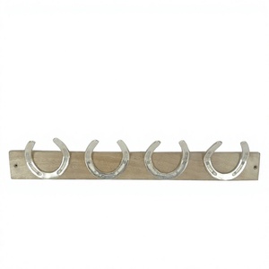 Horse Shoe <b>Hooks</b> & <b>Rails</b> on Wood Board Shelve Cupboard Mounted <b>Hooks</b> Coat Cloth Hanger Equestrian Design <b>Hook</b> Home Decor - Product Image 1