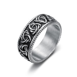 Anillo <span class=keywords><strong>de</strong></span> banda celta <span class=keywords><strong>de</strong></span> acero inoxidable <span class=keywords><strong>vikingo</strong></span> nórdico Retro Vintage Punk <span class=keywords><strong>de</strong></span> estilo minimalista para hombres y mujeres - Product Image 4