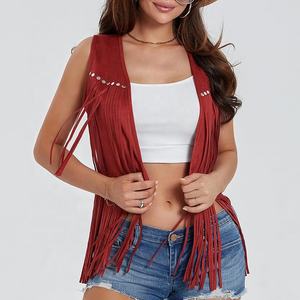 Chalecos de ante con <span class=keywords><strong>flecos</strong></span> para mujer, chaqueta occidental sin mangas con borlas, traje de vaquera, cárdigan Vintage, disfraz <span class=keywords><strong>Hippie</strong></span> de los años 60 y 70, <span class=keywords><strong>chaleco</strong></span> de vaquero - Product Image 2