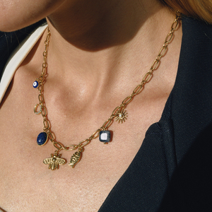 J & D autunno inverno impermeabile in acciaio inossidabile 18K PVD placcato in oro a forma di U Lapiz <span class=keywords><strong>collana</strong></span> di <span class=keywords><strong>ape</strong></span> occhio di pesce - Product Image 1