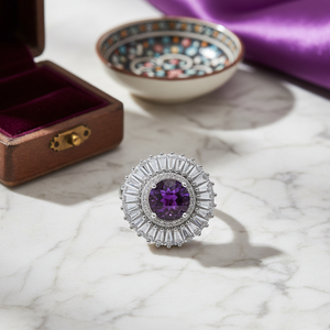 <b>Dainty</b> Amethyst Cluster <b>Ring</b> Wholesale Handcrafted Turkish 925 Sterling Silver Jewelry <b>Ring</b> - Product Image 3