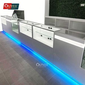 Mostrador de dispensario de muebles comerciales Led, tienda de humo, exhibición minorista, soporte de exhibición de madera, marco de madera de tabaco, escaparate de vidrio - Product Image 1