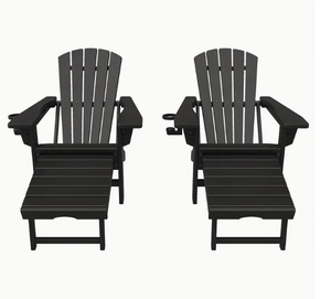 Silla Plegable de Resina HDPE Reciclada, Impermeable, para Exteriores, de Plástico, para Jardín, Estilo Adirondack, Resistente a la Intemperie, con Portavasos - Product Image 5