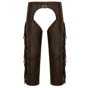 Western Chaps - Accesorios Ecuestres de Cuero Genuino para Hombre con Cierre de Hebilla y Flecos - Product Image 1