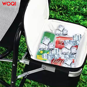 Chaise de camping portable Woqi avec sac isotherme et rangement en filet, structure pliable en aluminium, chaise de jardin noire - Product Image 1