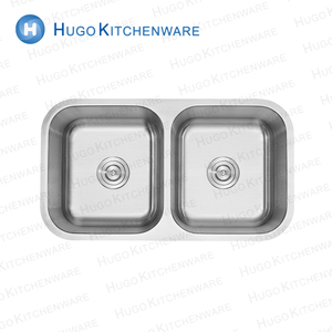 Nhà Máy handmade SUS304 thép không gỉ hình chữ nhật undermount bát đôi bồn rửa nhà bếp với Tạp dề phía trước cài đặt vòi nước - Product Image 5