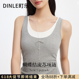 DINLE Women's <b>Bow</b> Tassel Necklace Adjustable Zinc Alloy Sweater Chain Leisure <b>Gift</b> Accessory - Product Image 4