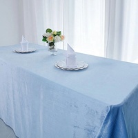 Vente en gros Nappe bleu poussiéreux Nappe rectangulaire unie douce Nappe en velours bleu poussiéreux Rectangulaire 90x156