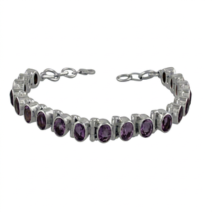 Pulsera de tenis de plata de ley 925 con amatista morada, venta al por mayor, piedra preciosa para sanación espiritual, exportación de joyería de Jaipur, India - Product Image 1