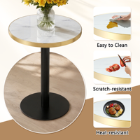 [Stock US] Table basse ronde en MDF de 23,6 pouces avec bord pulvérisé/peint, plateau en MDF avec texture marbre et peinture UV, expédition domestique aux États-Unis, 1 pièce MOQ
