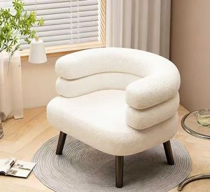 Fauteuil individuel style crème, fauteuil de loisirs en laine d'agneau pour salon, nouveau modèle 2025, chaise de maquillage pour chambre à coucher et coiffeuse - Product Image 3