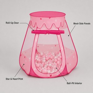 Grande Tenda Pieghevole a Forma di Stella per Bambini con Piscina di Palline e Design Casa <span class=keywords><strong>delle</strong></span> Principesse in Poliestere per Uso Interno/Esterno - Product Image 3
